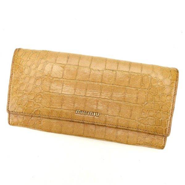 y5717 Miu Miu long wallet pink beige crocodile t12680