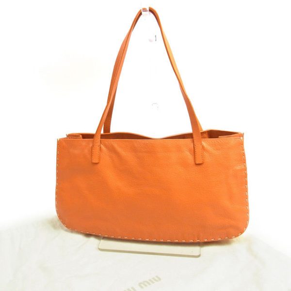 y5954 Miu Miu Tote Bag Handbag Stitching Orange Bag