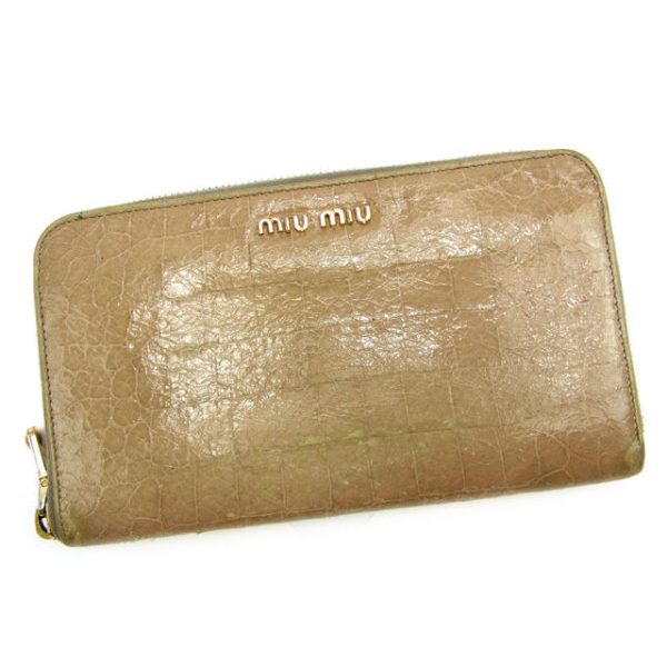 y6035 Miu Miu Long Wallet Crocodile Black Beige T15985S