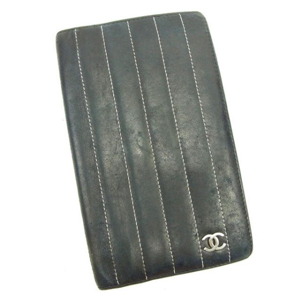 y6283 Chanel long wallet black lambskin t10805