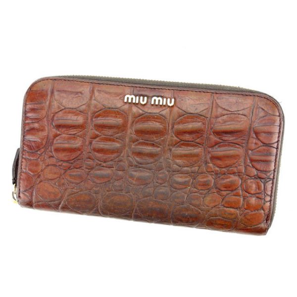 y6381 Miu Miu Long Wallet Crocodile Brown T16452S