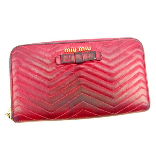 y6615 Miu Miu Long Wallet Madras Pink