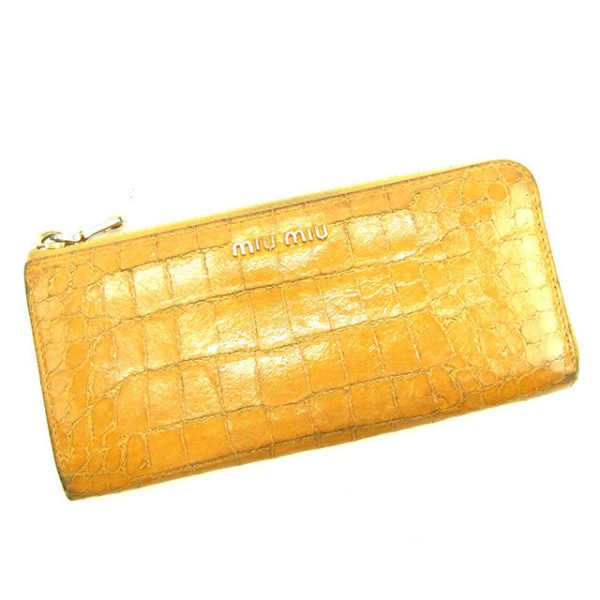 y6871 Miu Miu Long Wallet L shaped Crocodile Yellow T11263S