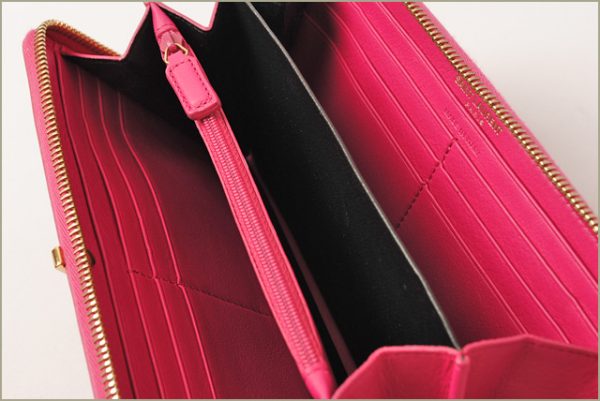 ysl 16 017 2 Saint Laurent Wallet Long Calf Fuchsia Pink