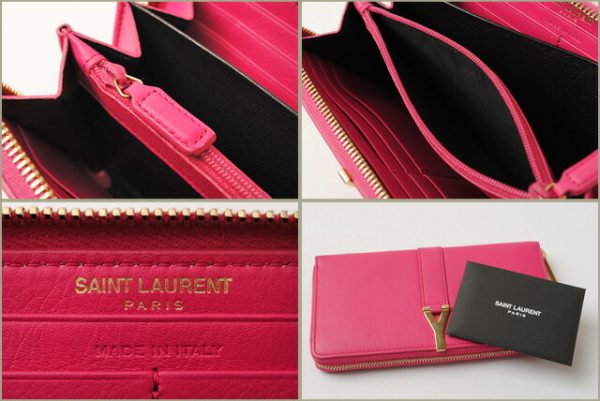 ysl 16 017 4 Saint Laurent Wallet Long Calf Fuchsia Pink