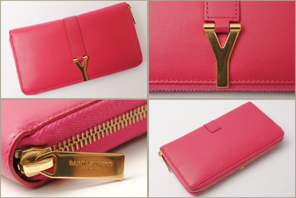 ysl 17 005 6 Saint Laurent Long Wallet Calf Pink