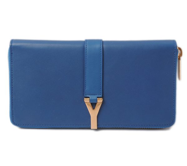 ysl 17 006 1 Saint Laurent Long Wallet Calf Blue