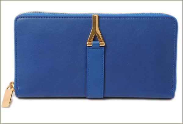 ysl 17 006 2 Saint Laurent Long Wallet Calf Blue