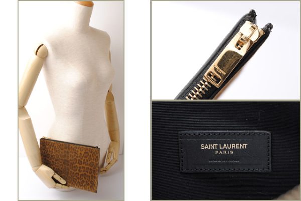 ysl 17 014 2 Saint Laurent Clutch Bag Leopard Suede Brown