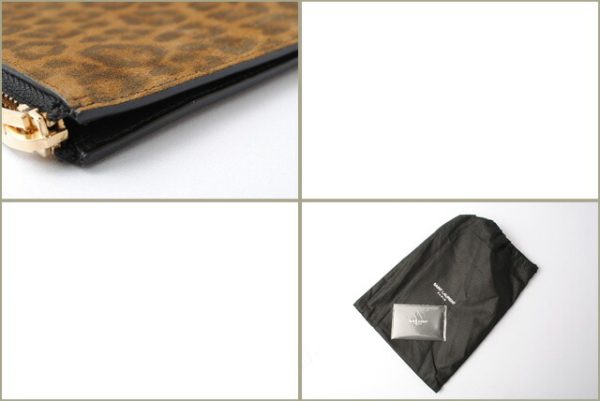 ysl 17 014 6 Saint Laurent Clutch Bag Leopard Suede Brown