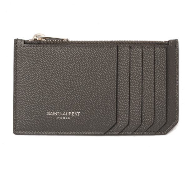 ysl 18 011 1 Saint Laurent Coin Case Ship Pouch Calf Black