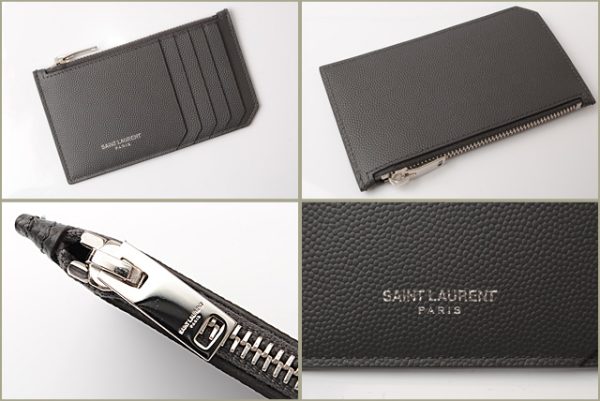 ysl 18 011 2 Saint Laurent Coin Case Ship Pouch Calf Black