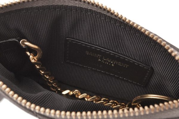 ysl 19 016 8 Saint Laurent Coin Case Monogram Key Pouch Quilted Black