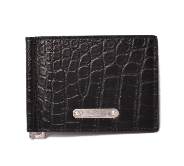 ysl 19 017 1 Saint Laurent Money Clip Wallet Croco Black