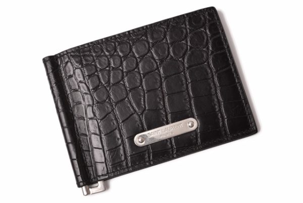 ysl 19 017 2 Saint Laurent Money Clip Croco Black