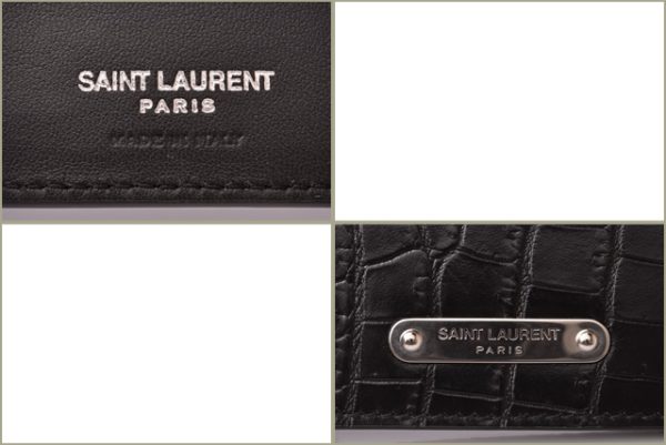 ysl 19 017 6 Saint Laurent Money Clip Wallet Croco Black