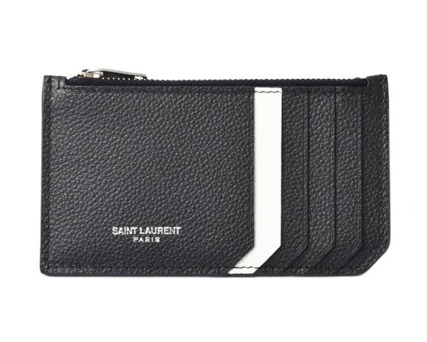 ysl 19 026 1 Saint Laurent Coin Case Card Case Calf Black White