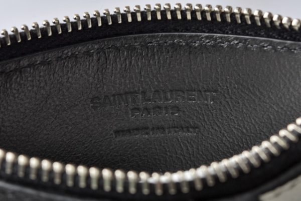 ysl 19 026 7 Saint Laurent Coin Case Card Case Calf Black White