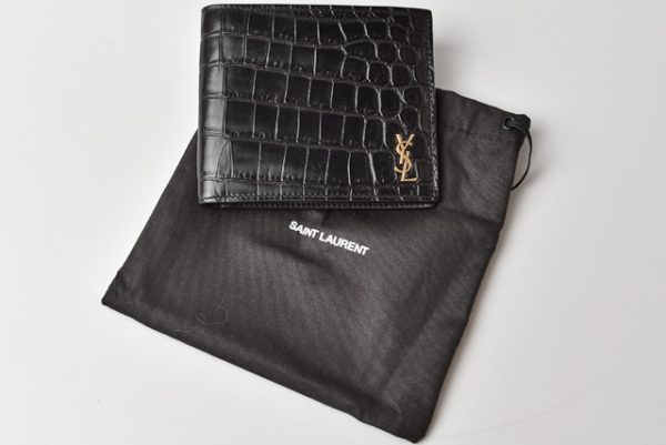 ysl 20 004 8 Saint Laurent Wallet Tiny Monogram EastWest Croco Black