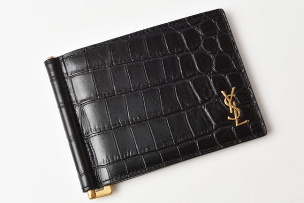 ysl 20 005 2 Saint Laurent Wallet Tiny Monogram Bill Clip Croco Black