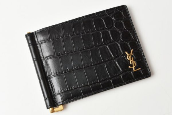 ysl 20 005 2 Saint Laurent Wallet Bill Clip Tiny Monogram Croco Black