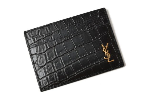 ysl 20 008 2 Saint Laurent Coin Case Tiny Monogram Crocodile Black