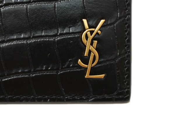 ysl 20 008 3 Saint Laurent Coin Case Tiny Monogram Crocodile Black