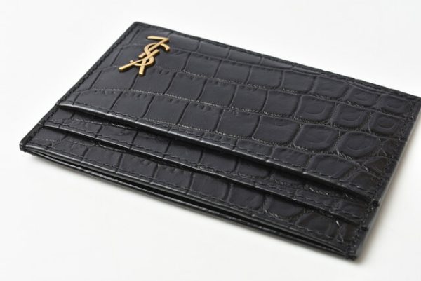 ysl 20 008 4 Saint Laurent Coin Case Tiny Monogram Crocodile Black