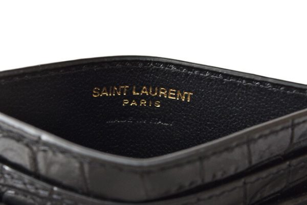 ysl 20 008 6 Saint Laurent Coin Case Tiny Monogram Crocodile Black