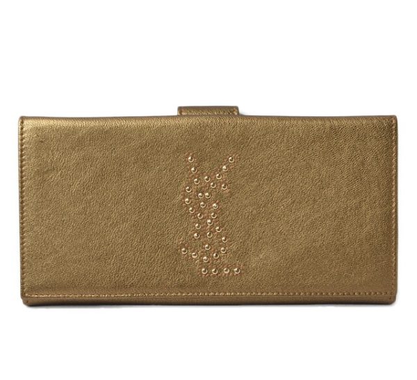 ysl 200830 17 1 Saint Laurent Wallet Long Wallet Studded Metallic Bronze