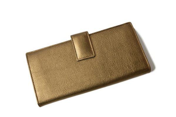 ysl 200830 17 3 Saint Laurent Wallet Long Wallet Studded Metallic Bronze