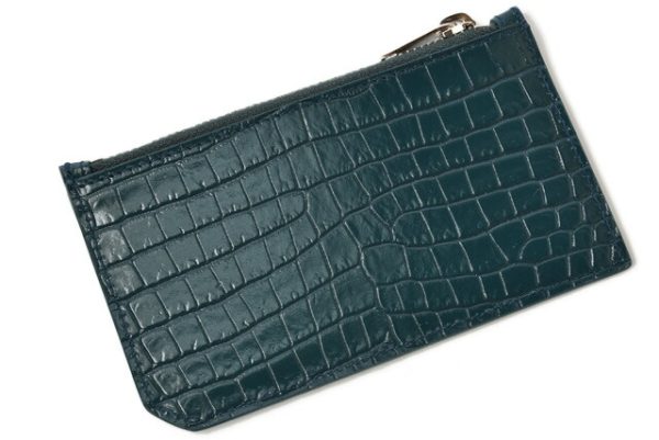 ysl 201027 532 07 5 Saint Laurent Coin Case Card Case Ship Pouch Tiny Monogram Deep Green