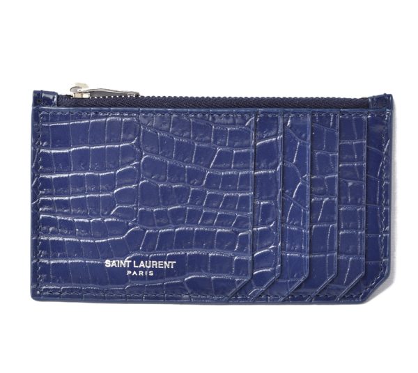 ysl 201027 532 08 1 Saint Laurent Coin Case Ship Pouch Croco Purple