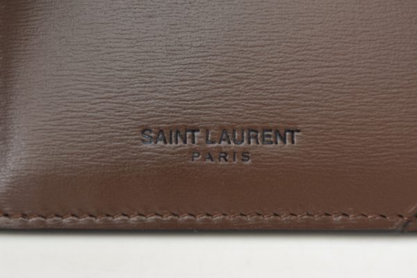 ysl 201115 195 15 3 Saint Laurent Coin Case Ship Pouch Calf Brown