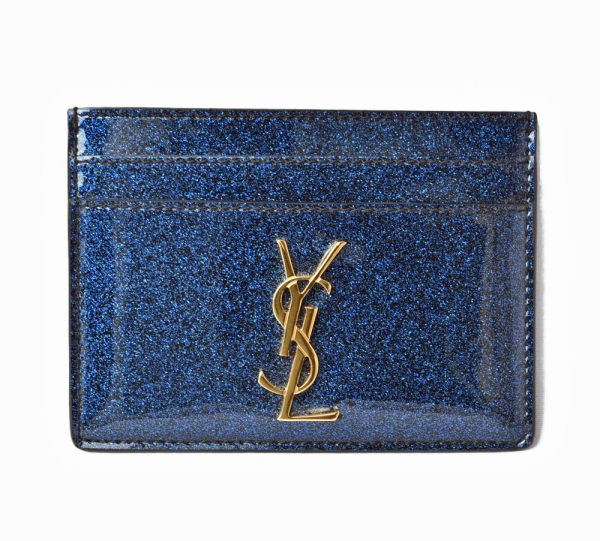 ysl 201115 195 5 1 Saint Laurent Card Case Monogram Patent Cobalt