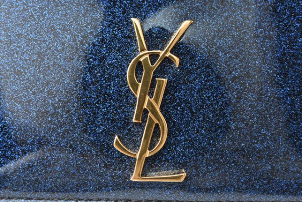 ysl 201115 195 5 4 Saint Laurent Card Case Monogram Patent Cobalt