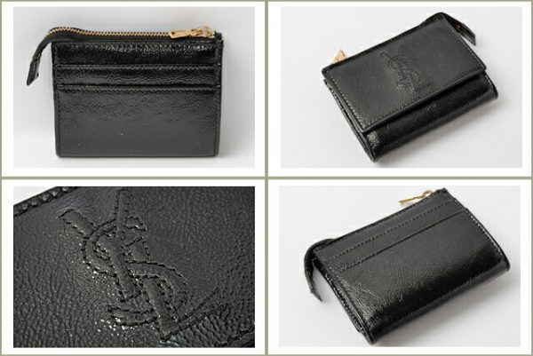 ysl 203 2 Yves Saint Laurent Coin Case Patent Black