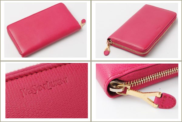 ysl 212 2 Yves Saint Laurent Long Wallet Textured Pink