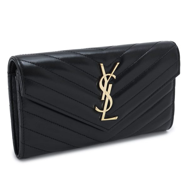 ysl372264 1 Saint Laurent Long Wallet Cassandra Quilted Black