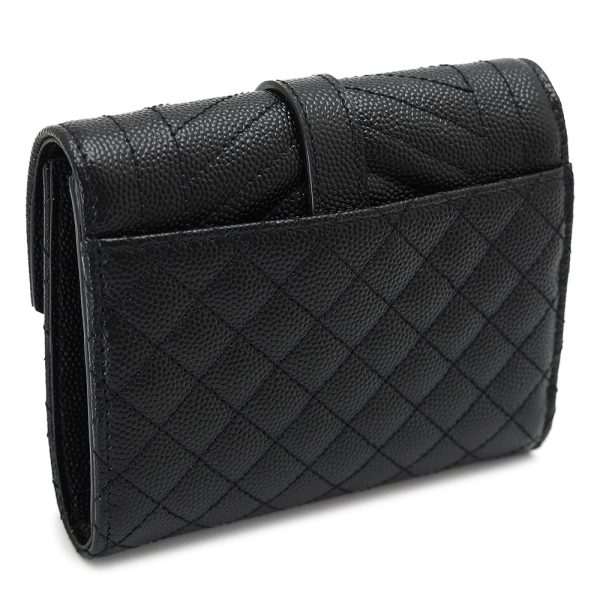 yslcompactwallet 2 Saint Laurent Tri FWallet Matelasse Quilted Black