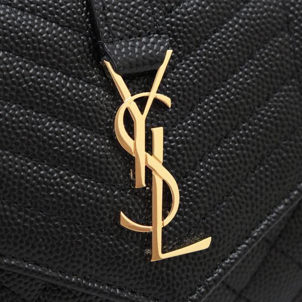 yslcompactwallet 6 Saint Laurent Tri FWallet Matelasse Quilted Black