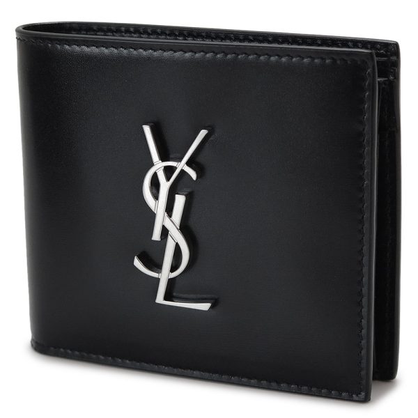 yslmenswallet Saint Laurent Bi FWallet Monogram Black