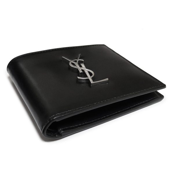 yslmenswallet 3 Saint Laurent Bi FWallet Monogram Black