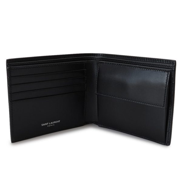 yslmenswallet 4 Saint Laurent Bi FWallet Monogram Black