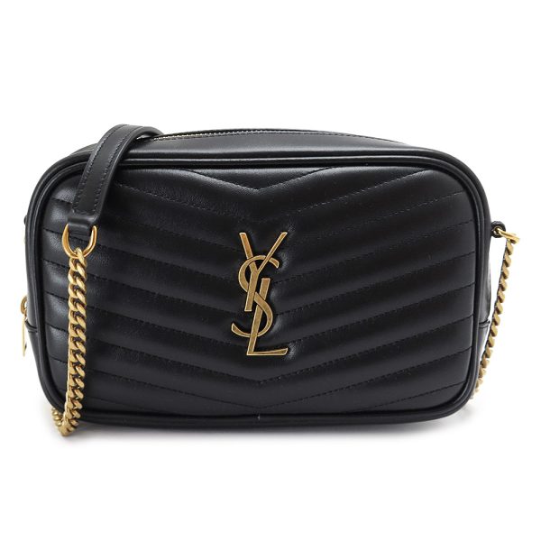 yslshoulderbag Saint Laurent Shoulder Bag Lou Mini Quilted Black