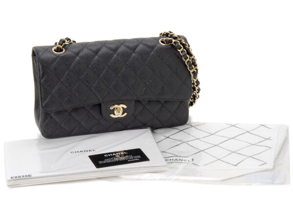 01112 y01864 c3906 3 Chanel Matelasse Caviar Skin Shoulder Bag Black x