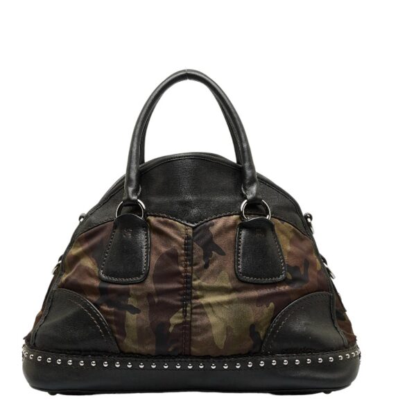 1 0120039 3 Prada Camouflage Studded Nylon Handbag Khaki Black