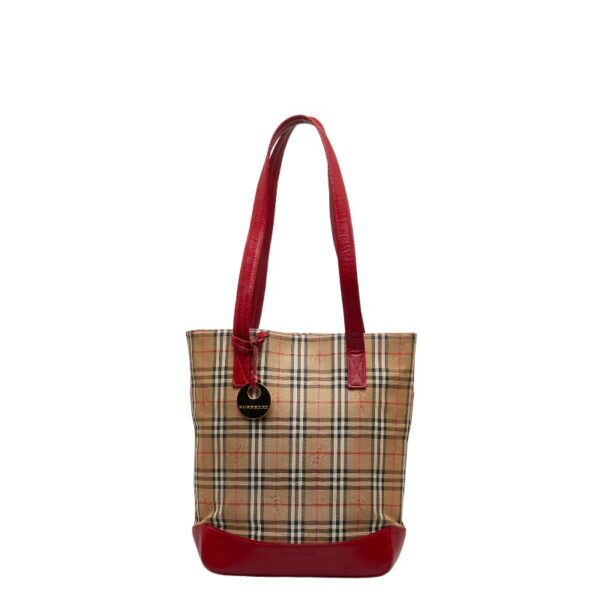 1 0122401 1 Burberry Nova Check Shadow Horse Bucket Tote Bag Red