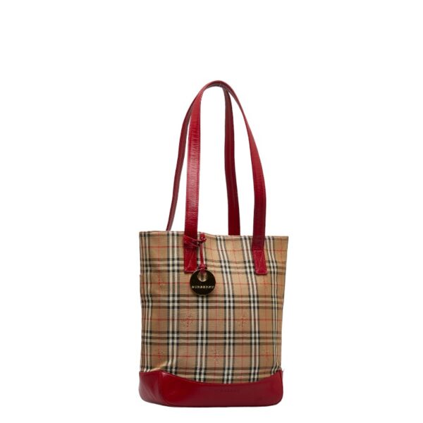 1 0122401 2 Burberry Nova Check Shadow Horse Bucket Tote Bag Red