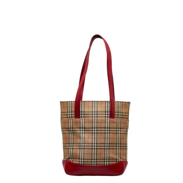 1 0122401 3 Burberry Nova Check Shadow Horse Bucket Tote Bag Red